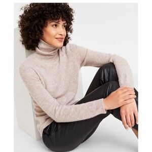 Cashmere Soft Beige Turtleneck Sweater